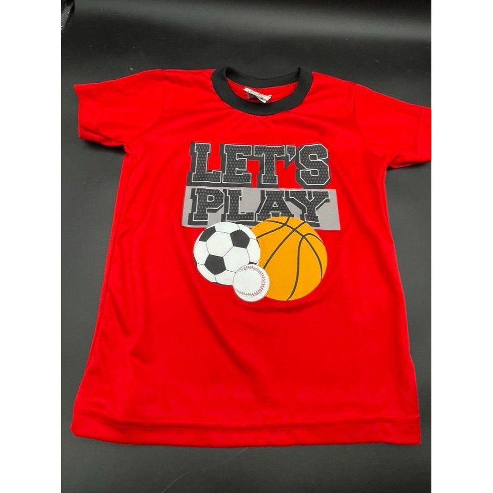 Crunch Time Red 3T Boys "Let's Play" T-shirt Length 17 Inches